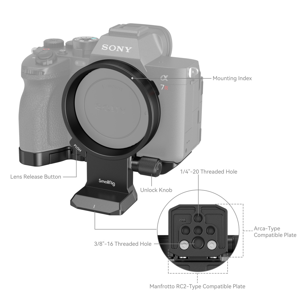 SmallRig Rotatable Horizontal-to-Vertical Mount Plate Kit za Sony α7R V / α7 IV / α7S III / α7R IV 4148 - 5